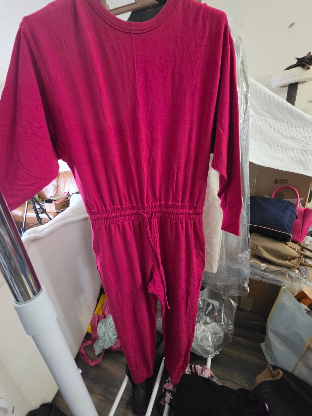 Small & Smash & Tess Magenta One-Piece Jumpsuit Longsleeves Stretch Waist Small